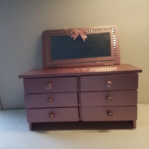 CLAIRE'S NEW JEWELRY BOX Pink METALLIC With MIRROR 6 DRAWERS